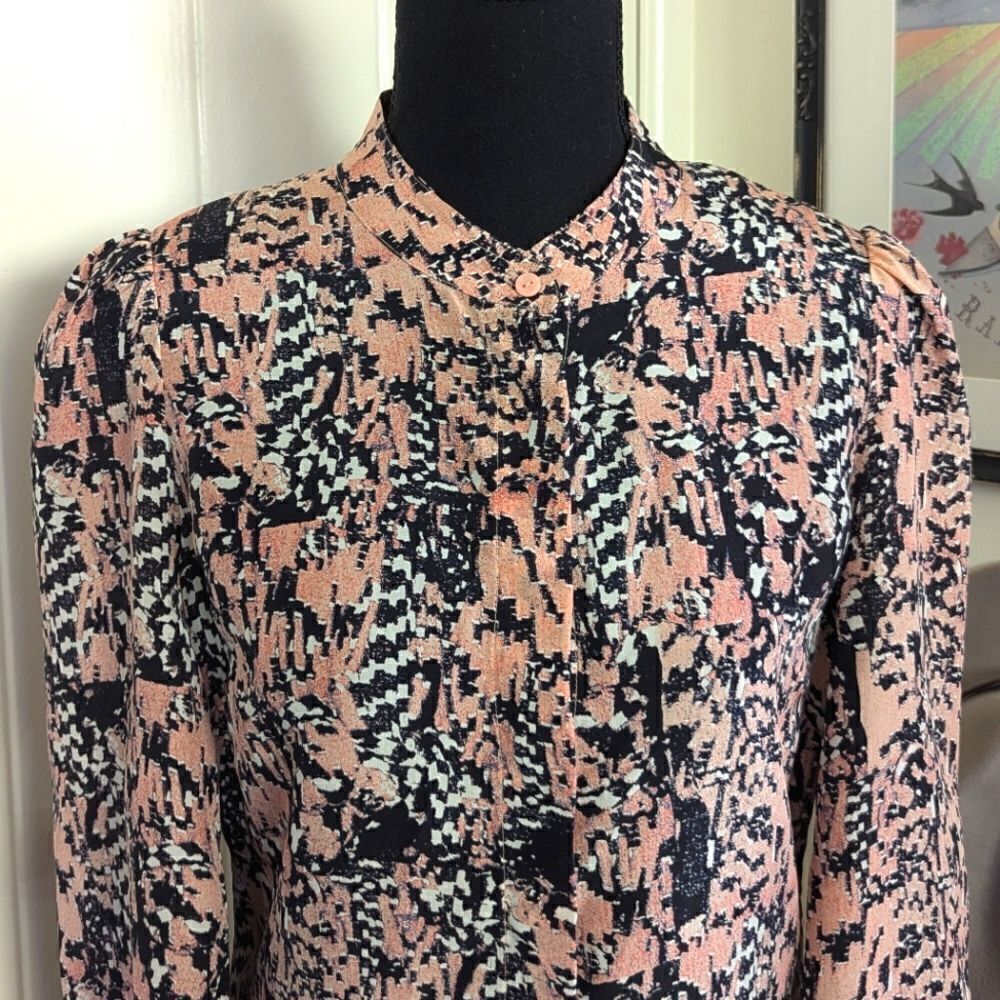 See by Chloe 100% Silk Graphic Printed Top 2 Fairygrunge Rock Glam Boho Chic - Picture 2 of 10